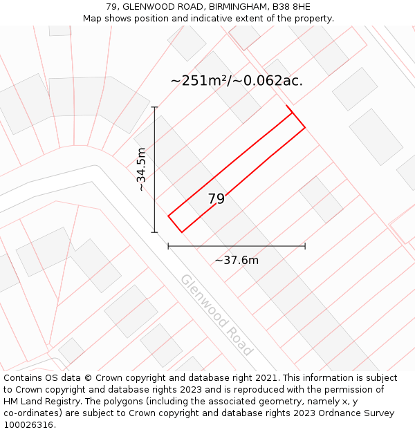 79, GLENWOOD ROAD, BIRMINGHAM, B38 8HE: Plot and title map