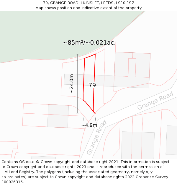 79, GRANGE ROAD, HUNSLET, LEEDS, LS10 1SZ: Plot and title map