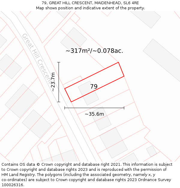 79, GREAT HILL CRESCENT, MAIDENHEAD, SL6 4RE: Plot and title map