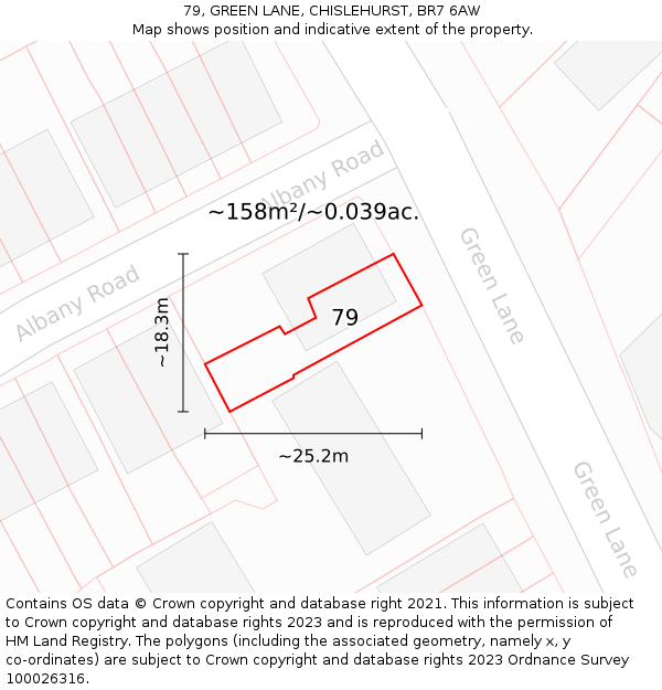 79, GREEN LANE, CHISLEHURST, BR7 6AW: Plot and title map