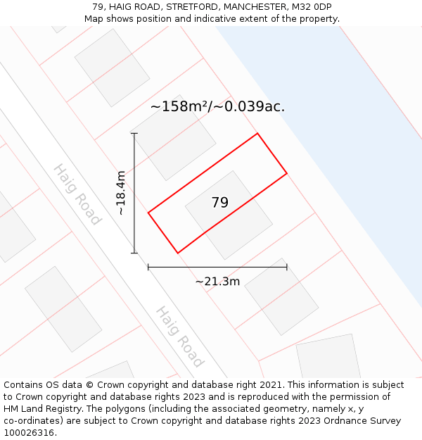 79, HAIG ROAD, STRETFORD, MANCHESTER, M32 0DP: Plot and title map