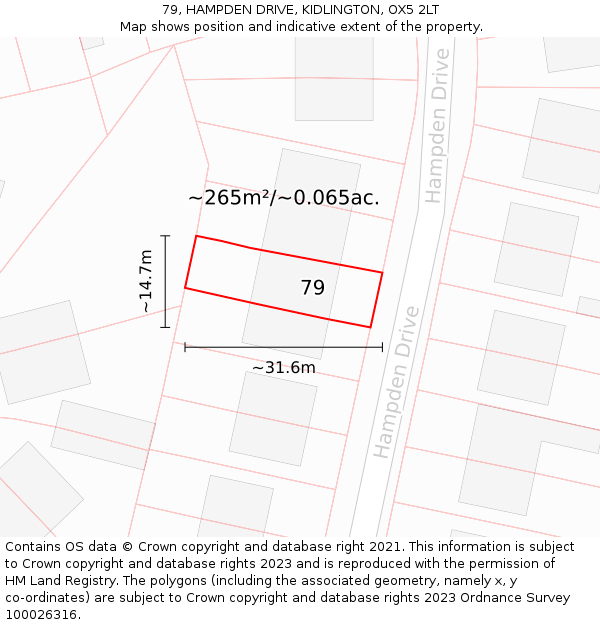 79, HAMPDEN DRIVE, KIDLINGTON, OX5 2LT: Plot and title map