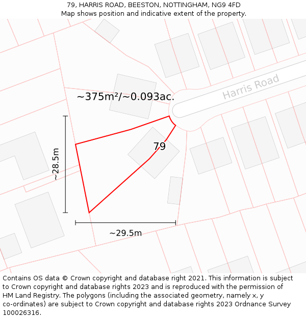 79, HARRIS ROAD, BEESTON, NOTTINGHAM, NG9 4FD: Plot and title map