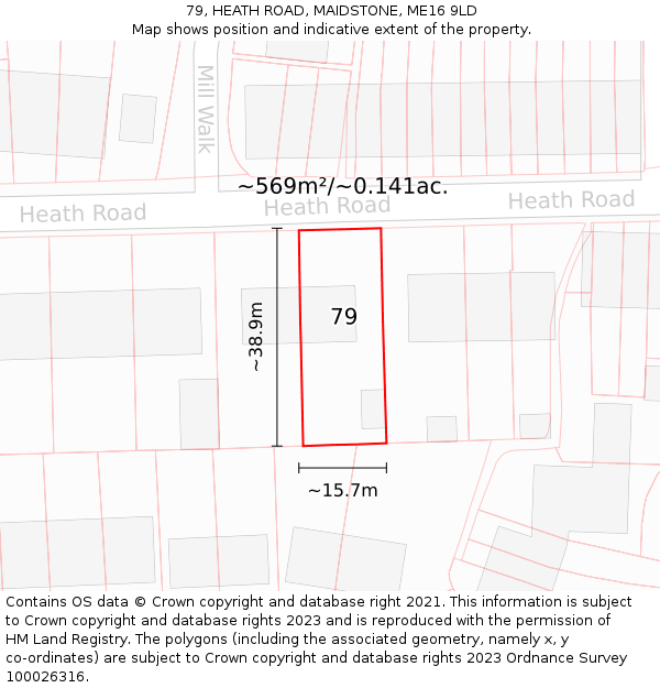 79, HEATH ROAD, MAIDSTONE, ME16 9LD: Plot and title map