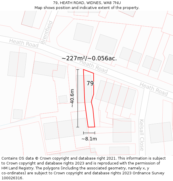 79, HEATH ROAD, WIDNES, WA8 7NU: Plot and title map