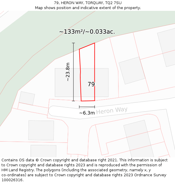 79, HERON WAY, TORQUAY, TQ2 7SU: Plot and title map