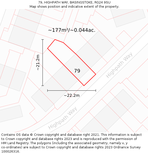 79, HIGHPATH WAY, BASINGSTOKE, RG24 9SU: Plot and title map