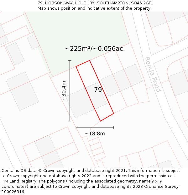 79, HOBSON WAY, HOLBURY, SOUTHAMPTON, SO45 2GF: Plot and title map