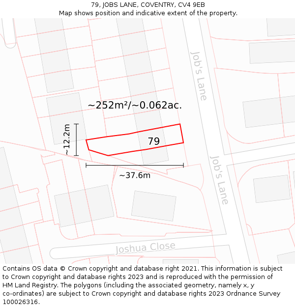 79, JOBS LANE, COVENTRY, CV4 9EB: Plot and title map