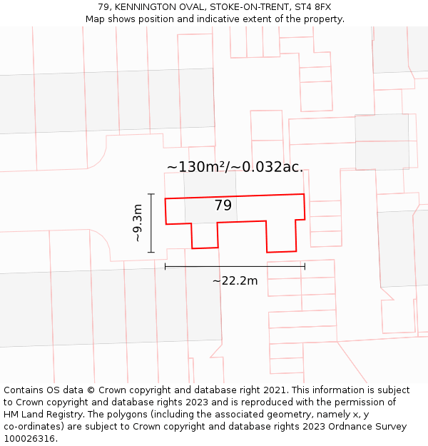 79, KENNINGTON OVAL, STOKE-ON-TRENT, ST4 8FX: Plot and title map