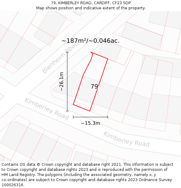 79, KIMBERLEY ROAD, CARDIFF, CF23 5DP: Plot and title map