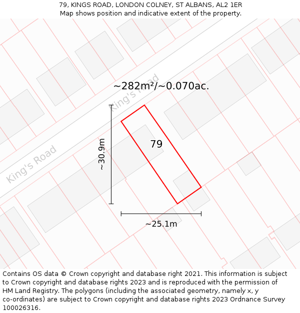 79, KINGS ROAD, LONDON COLNEY, ST ALBANS, AL2 1ER: Plot and title map