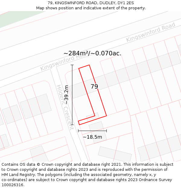 79, KINGSWINFORD ROAD, DUDLEY, DY1 2ES: Plot and title map