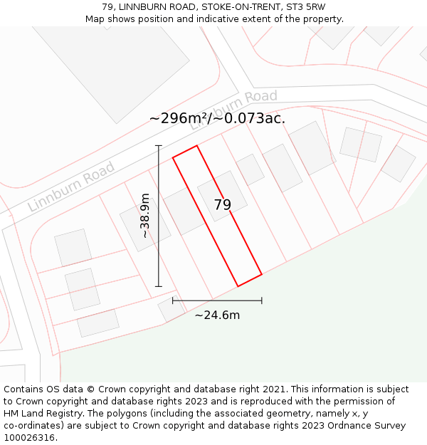 79, LINNBURN ROAD, STOKE-ON-TRENT, ST3 5RW: Plot and title map