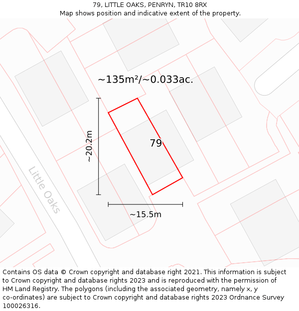 79, LITTLE OAKS, PENRYN, TR10 8RX: Plot and title map