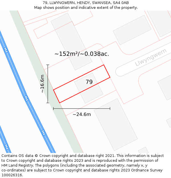 79, LLWYNGWERN, HENDY, SWANSEA, SA4 0AB: Plot and title map