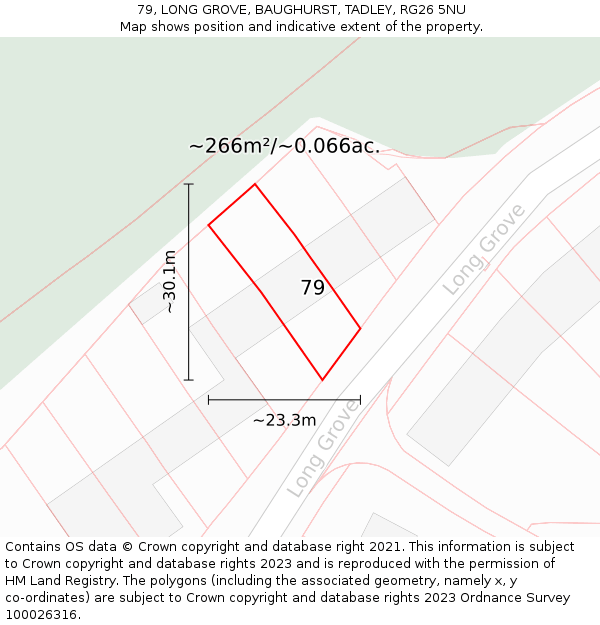 79, LONG GROVE, BAUGHURST, TADLEY, RG26 5NU: Plot and title map