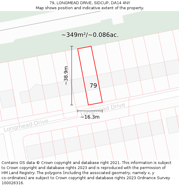 79, LONGMEAD DRIVE, SIDCUP, DA14 4NY: Plot and title map