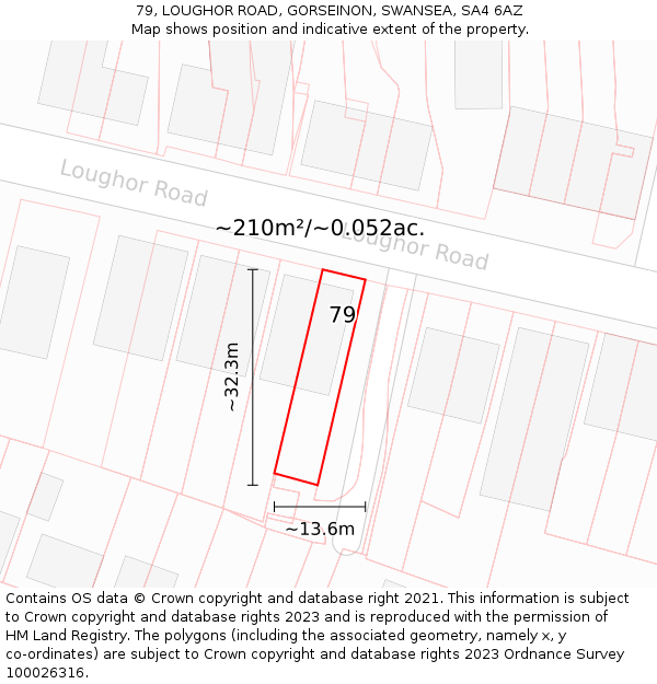 79, LOUGHOR ROAD, GORSEINON, SWANSEA, SA4 6AZ: Plot and title map