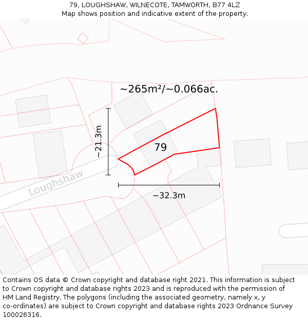 79, LOUGHSHAW, WILNECOTE, TAMWORTH, B77 4LZ: Plot and title map