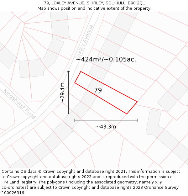 79, LOXLEY AVENUE, SHIRLEY, SOLIHULL, B90 2QL: Plot and title map