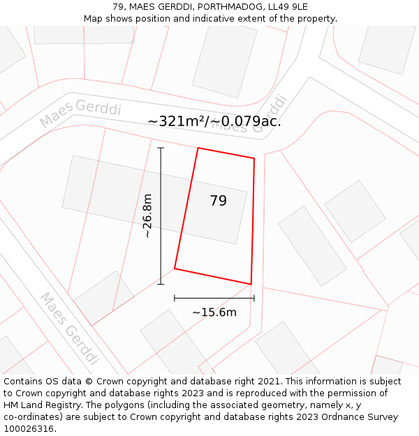 79, MAES GERDDI, PORTHMADOG, LL49 9LE: Plot and title map