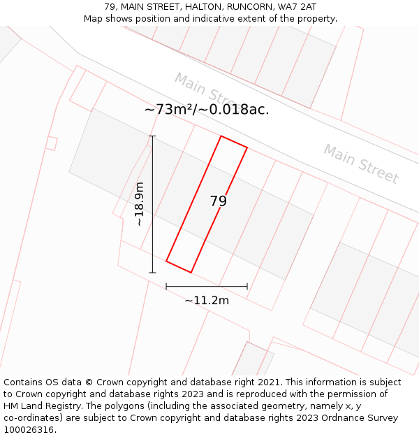 79, MAIN STREET, HALTON, RUNCORN, WA7 2AT: Plot and title map