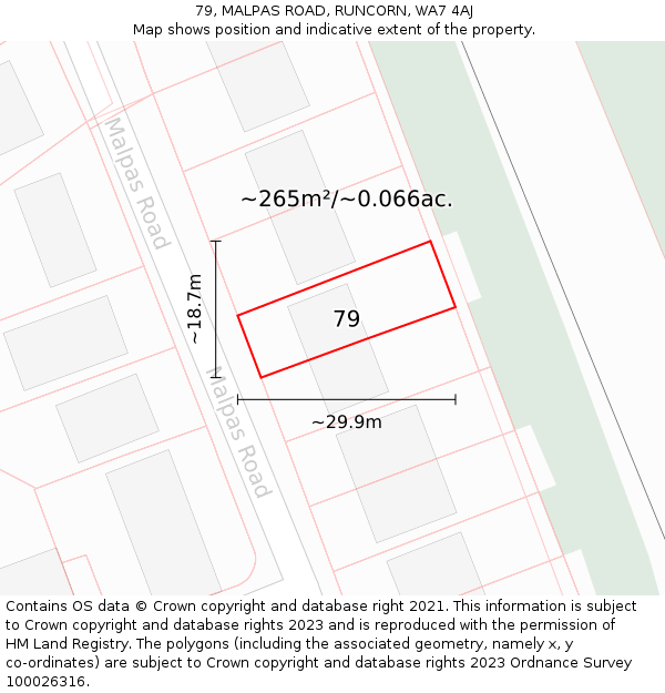 79, MALPAS ROAD, RUNCORN, WA7 4AJ: Plot and title map