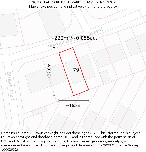 79, MARTIAL DAIRE BOULEVARD, BRACKLEY, NN13 6LX: Plot and title map