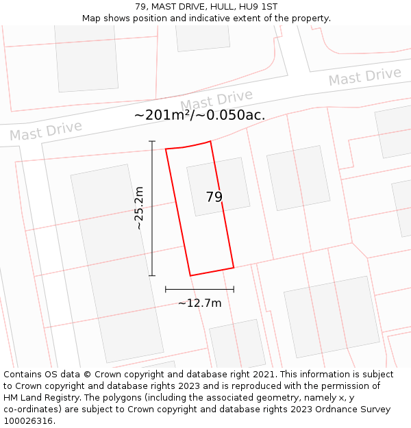 79, MAST DRIVE, HULL, HU9 1ST: Plot and title map