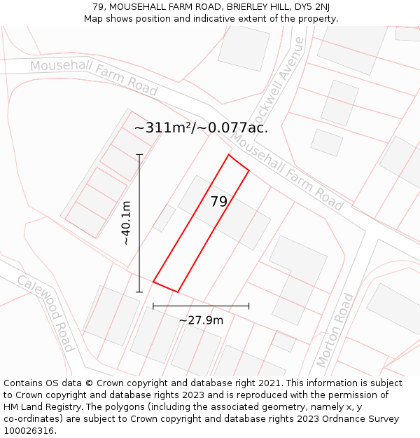 79, MOUSEHALL FARM ROAD, BRIERLEY HILL, DY5 2NJ: Plot and title map