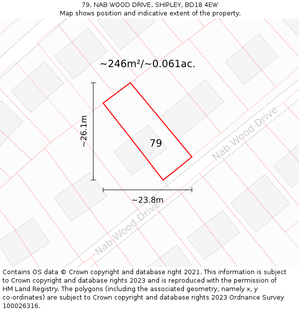 79, NAB WOOD DRIVE, SHIPLEY, BD18 4EW: Plot and title map