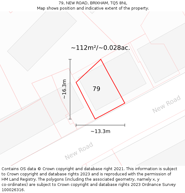 79, NEW ROAD, BRIXHAM, TQ5 8NL: Plot and title map