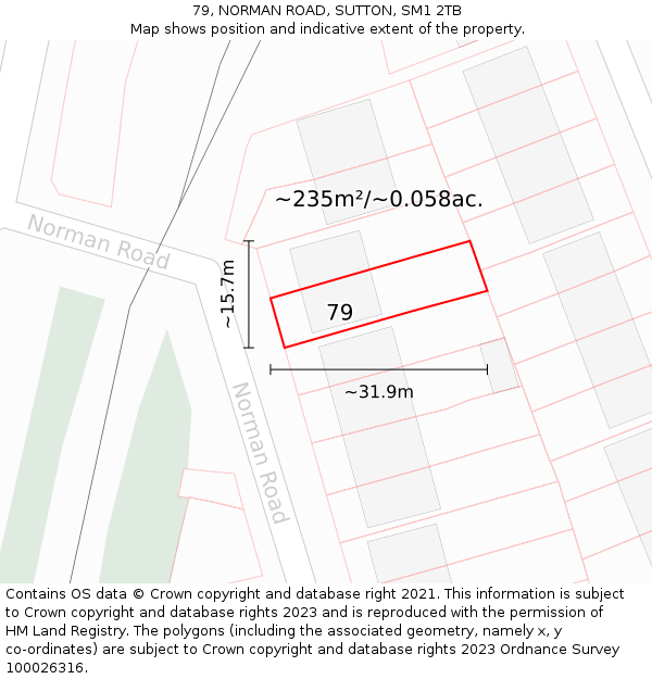 79, NORMAN ROAD, SUTTON, SM1 2TB: Plot and title map