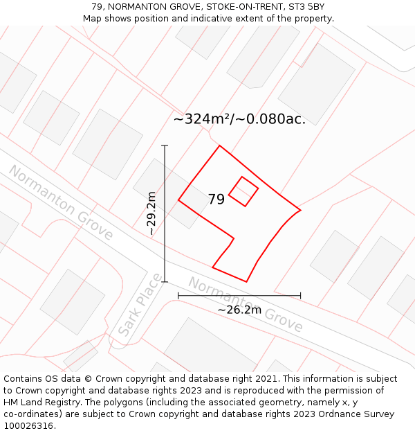 79, NORMANTON GROVE, STOKE-ON-TRENT, ST3 5BY: Plot and title map