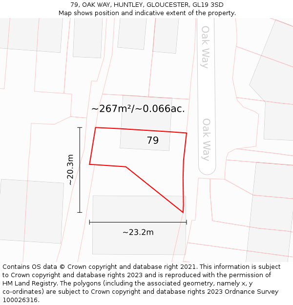 79, OAK WAY, HUNTLEY, GLOUCESTER, GL19 3SD: Plot and title map