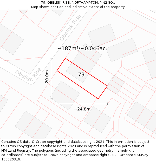 79, OBELISK RISE, NORTHAMPTON, NN2 8QU: Plot and title map