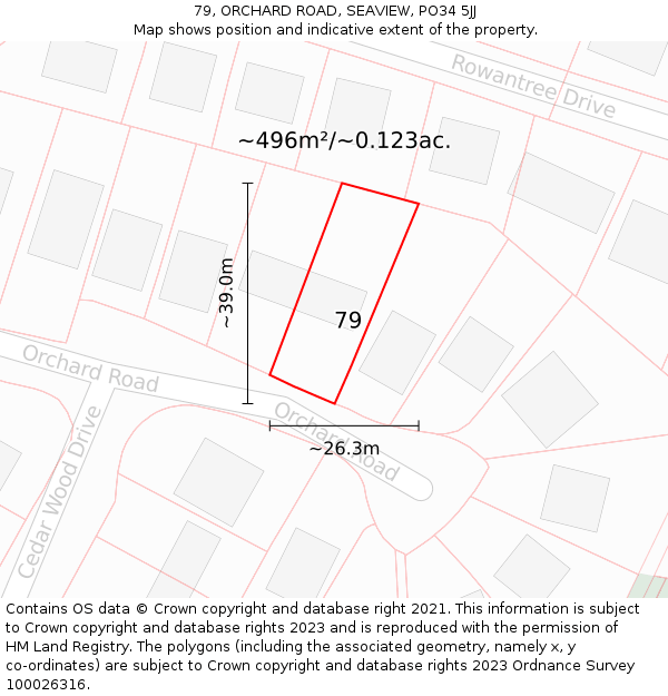 79, ORCHARD ROAD, SEAVIEW, PO34 5JJ: Plot and title map