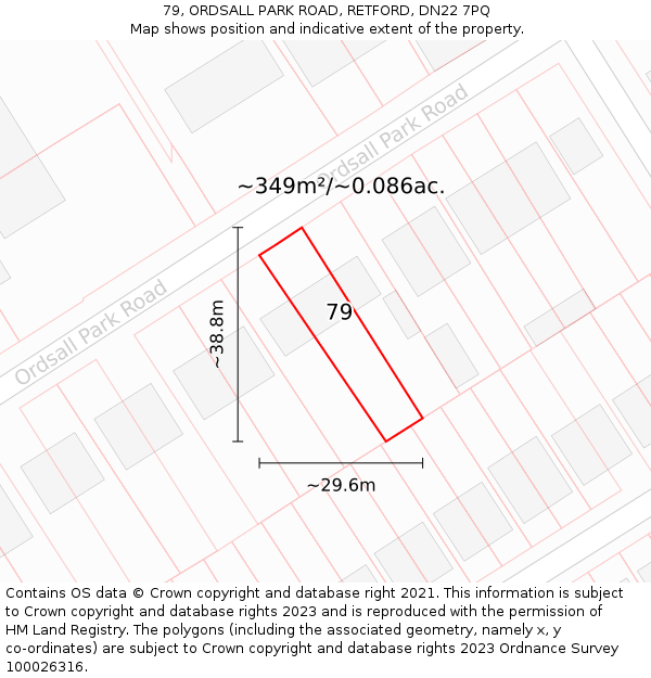 79, ORDSALL PARK ROAD, RETFORD, DN22 7PQ: Plot and title map