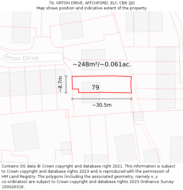 79, ORTON DRIVE, WITCHFORD, ELY, CB6 2JG: Plot and title map