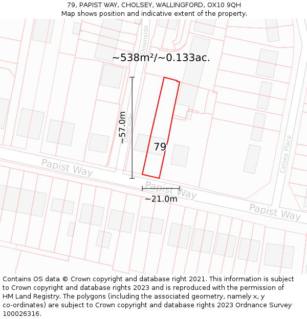 79, PAPIST WAY, CHOLSEY, WALLINGFORD, OX10 9QH: Plot and title map