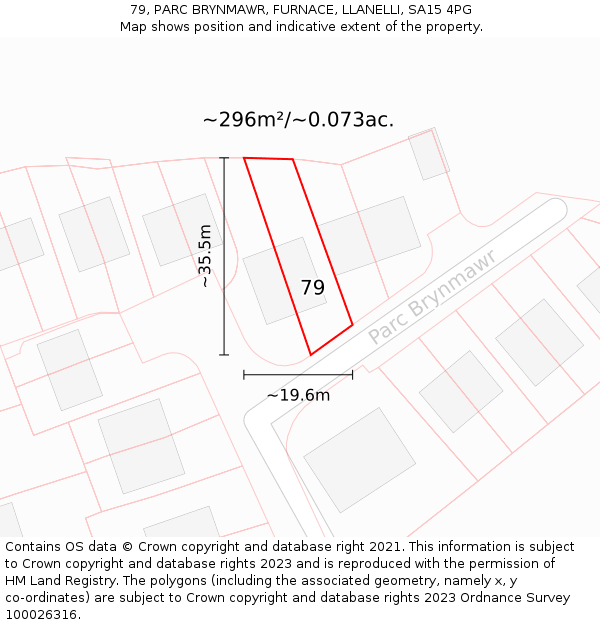 79, PARC BRYNMAWR, FURNACE, LLANELLI, SA15 4PG: Plot and title map