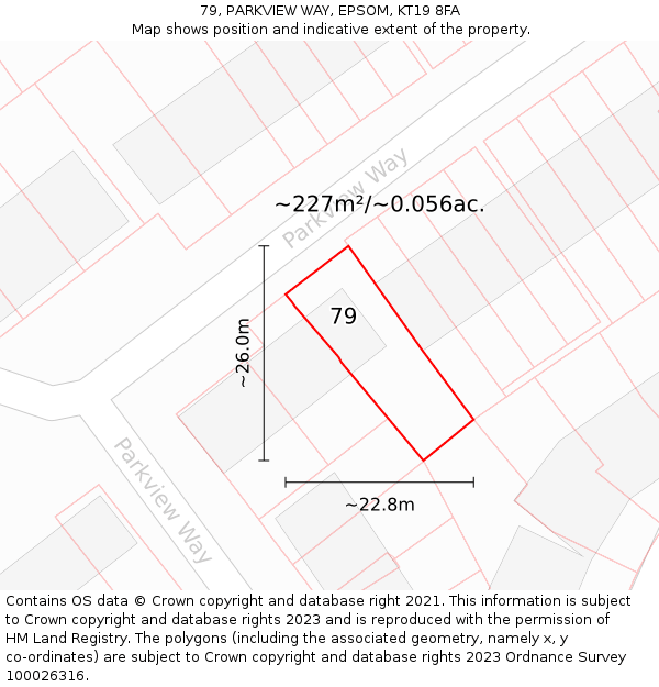 79, PARKVIEW WAY, EPSOM, KT19 8FA: Plot and title map