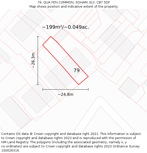 79, QUA FEN COMMON, SOHAM, ELY, CB7 5DF: Plot and title map