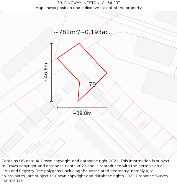 79, RINGWAY, NESTON, CH64 3RT: Plot and title map