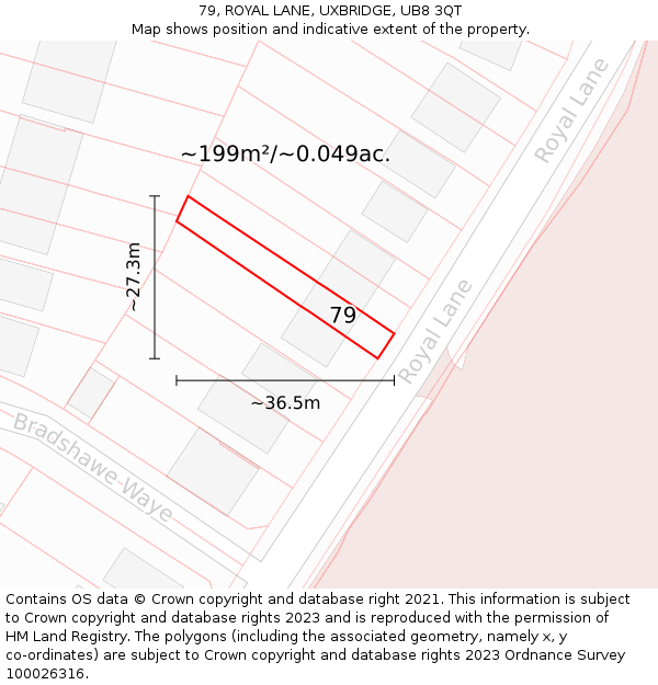 79, ROYAL LANE, UXBRIDGE, UB8 3QT: Plot and title map