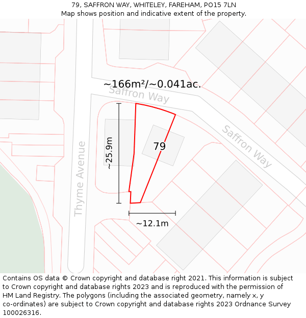 79, SAFFRON WAY, WHITELEY, FAREHAM, PO15 7LN: Plot and title map