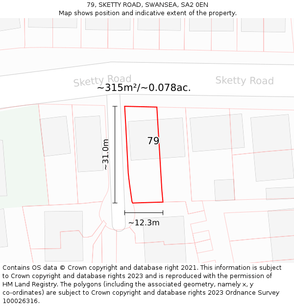 79, SKETTY ROAD, SWANSEA, SA2 0EN: Plot and title map