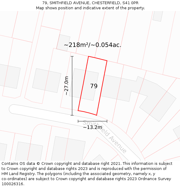 79, SMITHFIELD AVENUE, CHESTERFIELD, S41 0PR: Plot and title map