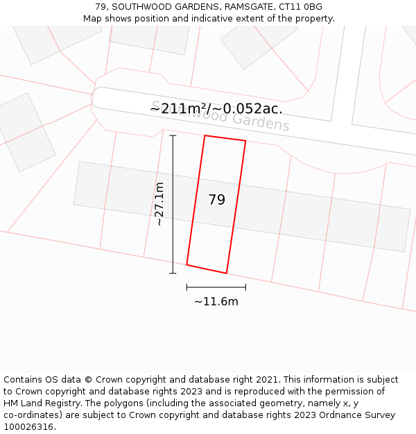 79, SOUTHWOOD GARDENS, RAMSGATE, CT11 0BG: Plot and title map